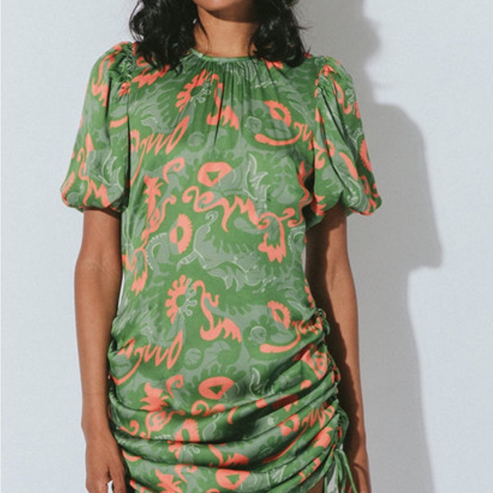 Cleobella Kamilla mini dress pink, green NWT size M
